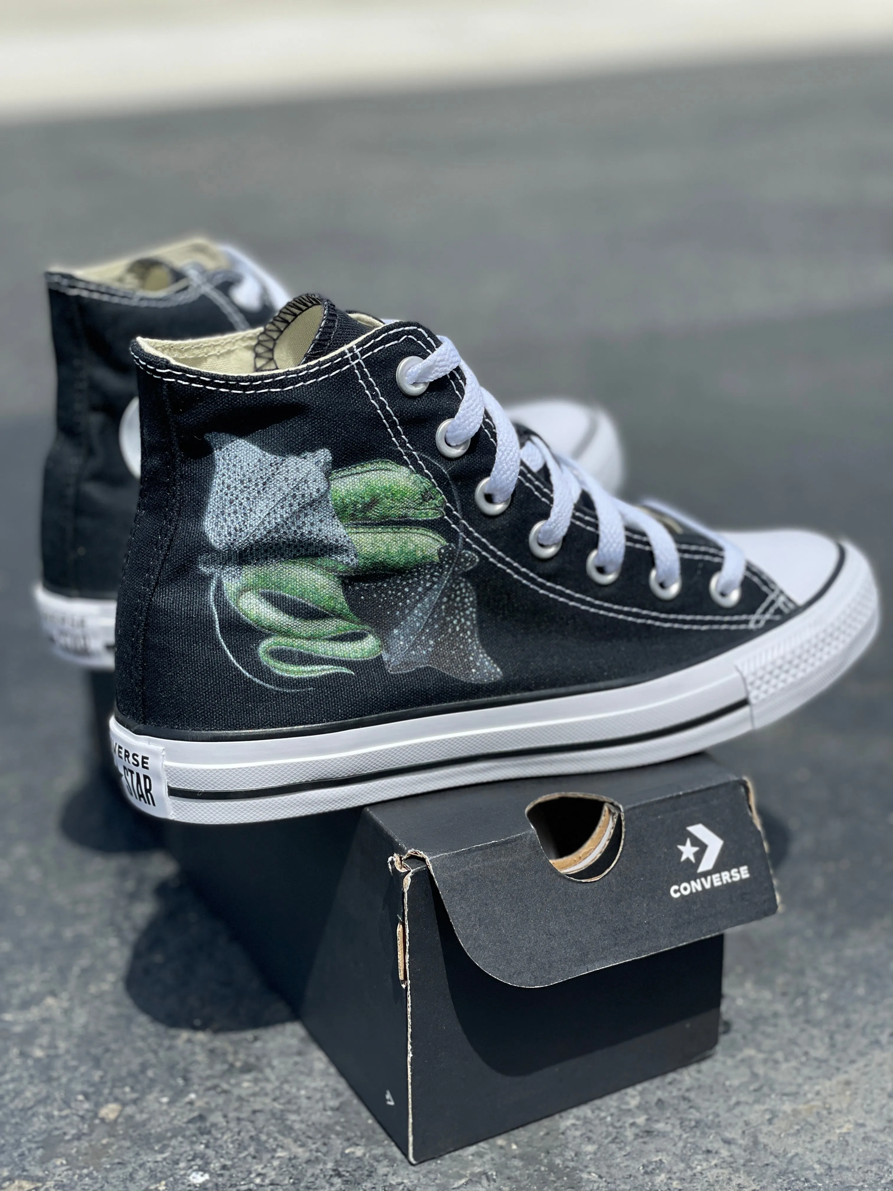 Custom Converse Shoes - Ebb and Flow High Tops - Black Or White