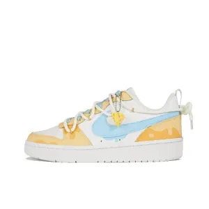 【Customize】Nike Court Borough Skateboarding Shoes Women's Low-top Yellow, Blue And White Sneakers shoes DV5456-106