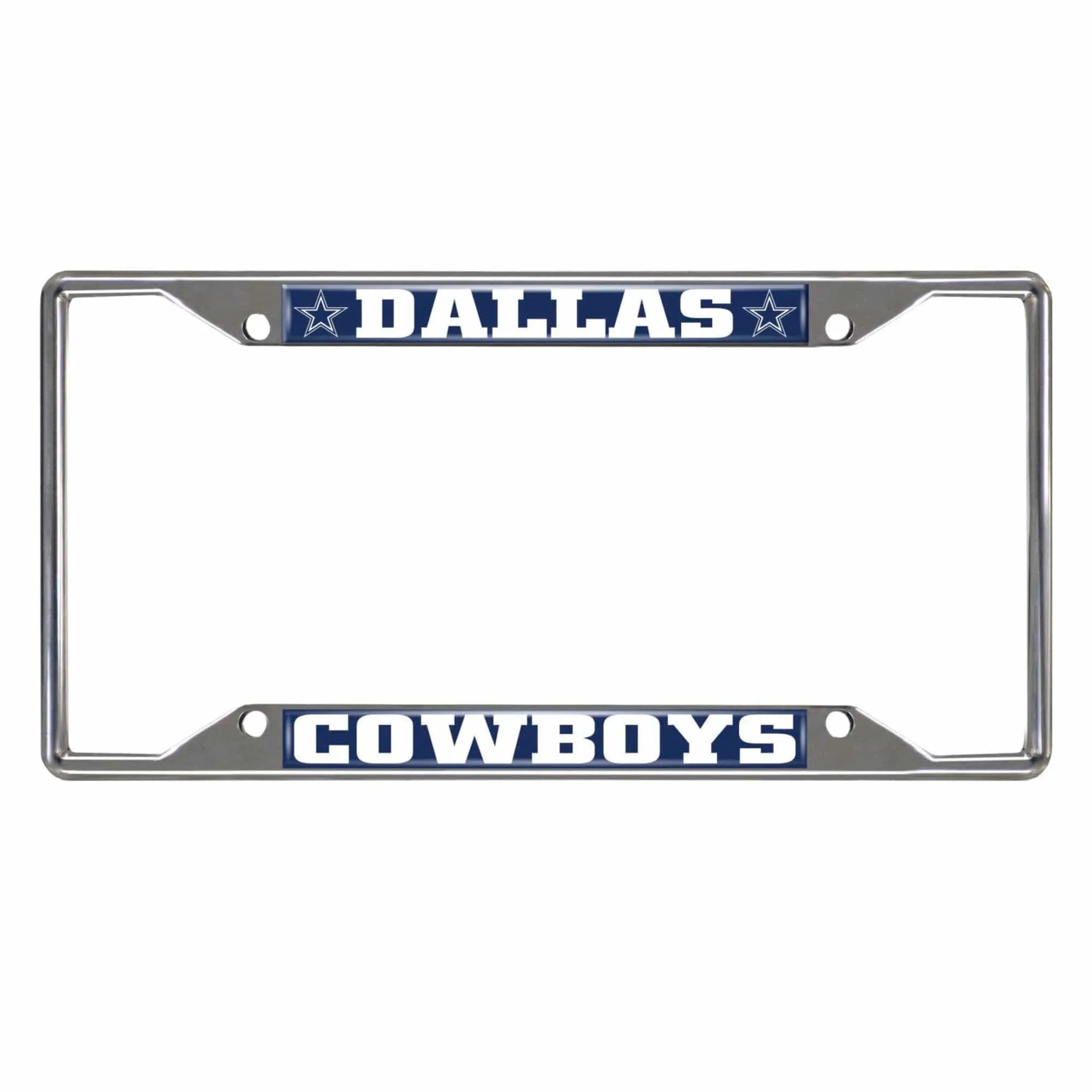 Dallas Cowboys Chrome Metal License Plate Frame, 6.25in x 12.25in