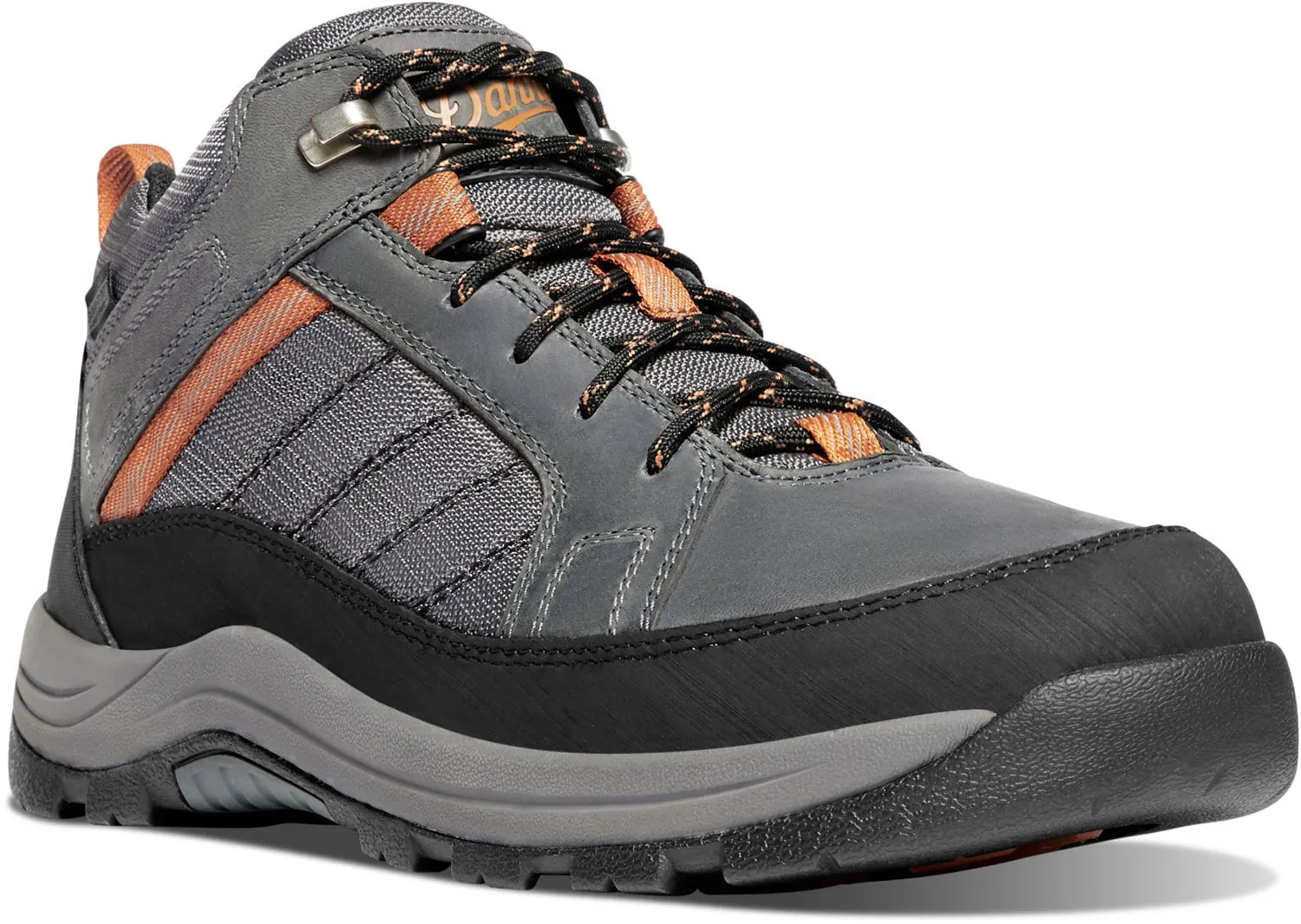 Danner Mens Riverside 4.5in Gray/Orange Leather Work Shoes