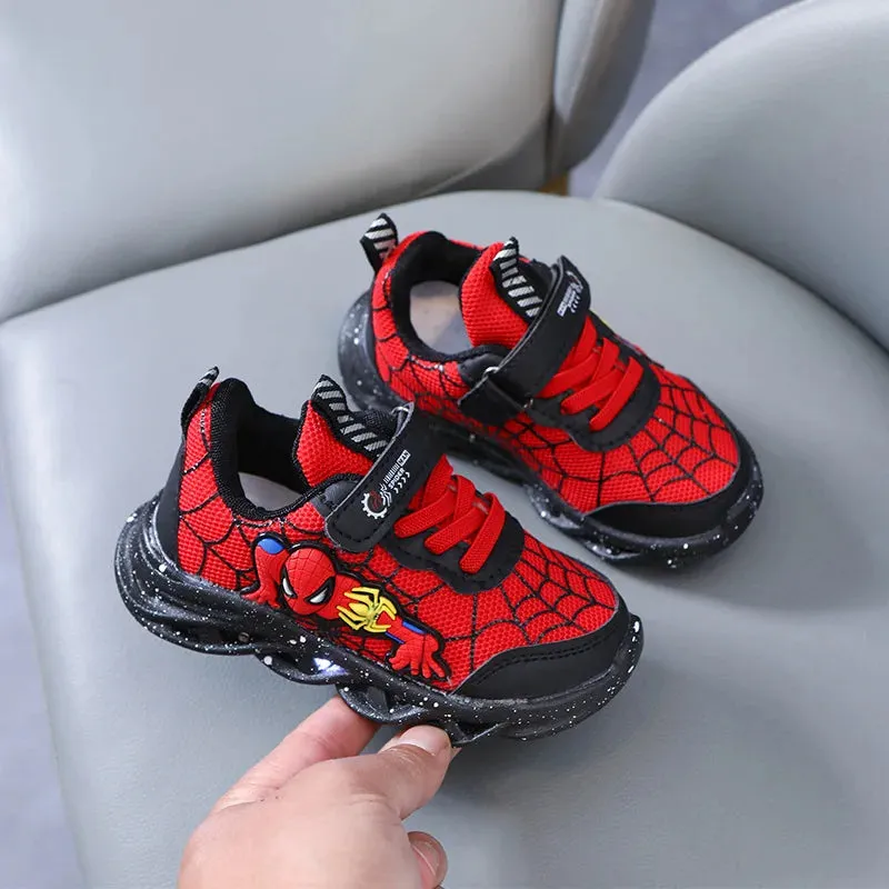 Disney LED Casual Sneakers Red Black For Spring Boys Mesh Outdoor