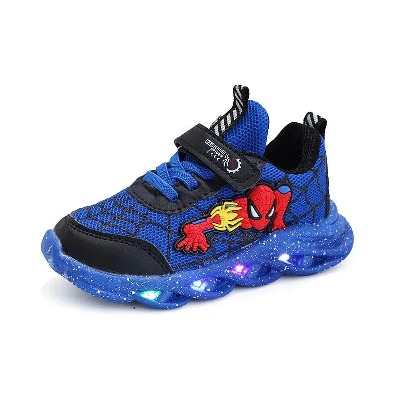 Disney LED Casual Sneakers Red Black For Spring Boys Mesh Outdoor