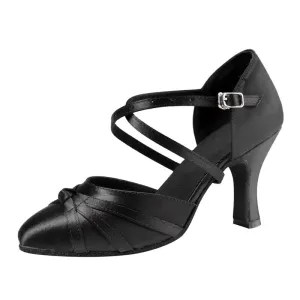 DS Women's Satin Custom Heels Ballroom Dance Shoes Modern Shoes