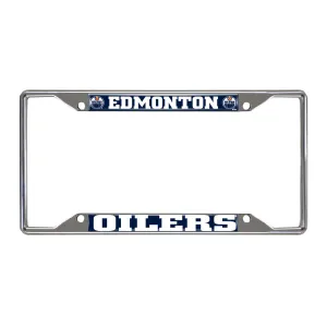 Edmonton Oilers Chrome Metal License Plate Frame, 6.25in x 12.25in