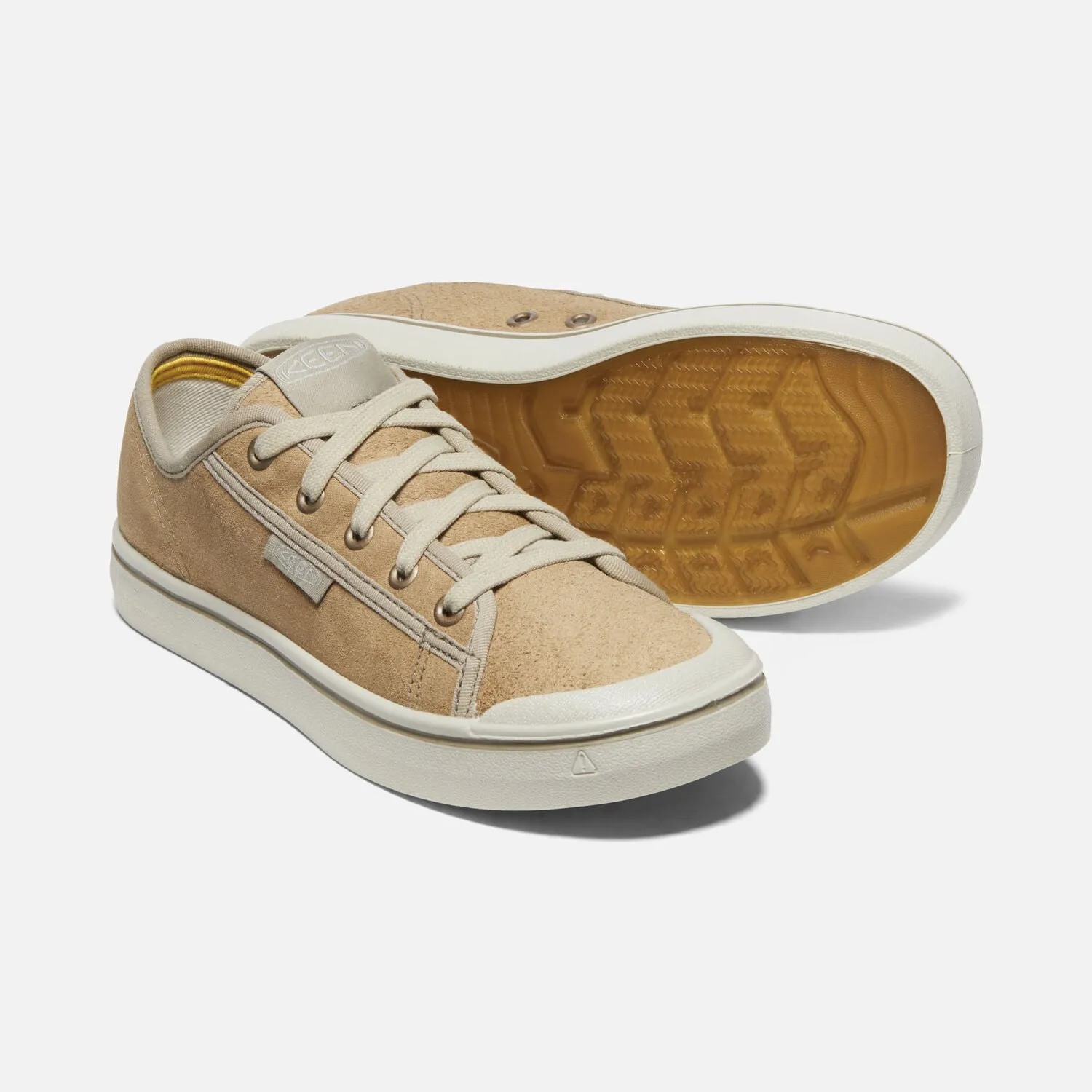 Elsa Harvest Leather Sneaker in Beige/Silver Birch CLOSEOUTS