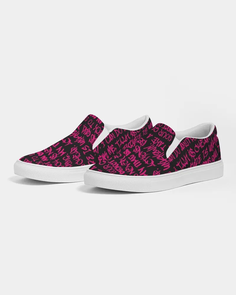 Empowering Pink Graffiti Women's Slip-On Canvas Shoe