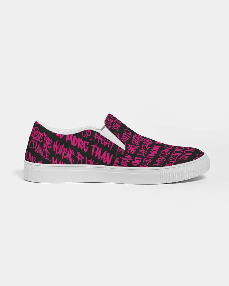 Empowering Pink Graffiti Women's Slip-On Canvas Shoe