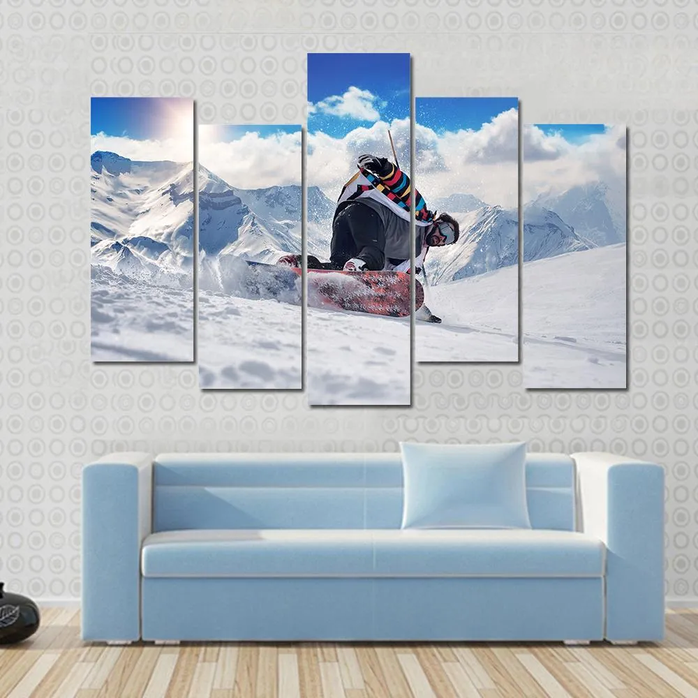 Extreme Snowboarding Man Canvas Wall Art