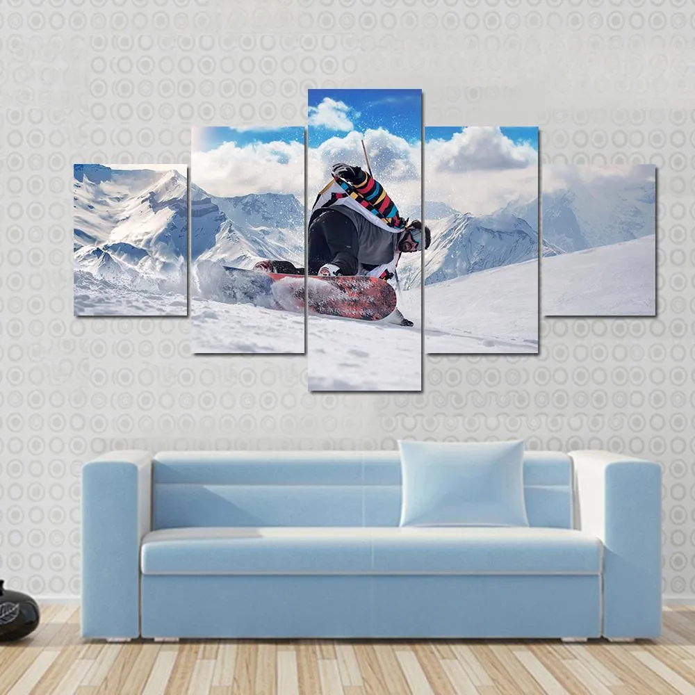 Extreme Snowboarding Man Canvas Wall Art