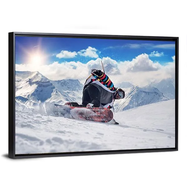 Extreme Snowboarding Man Canvas Wall Art