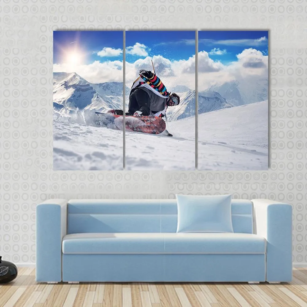 Extreme Snowboarding Man Canvas Wall Art