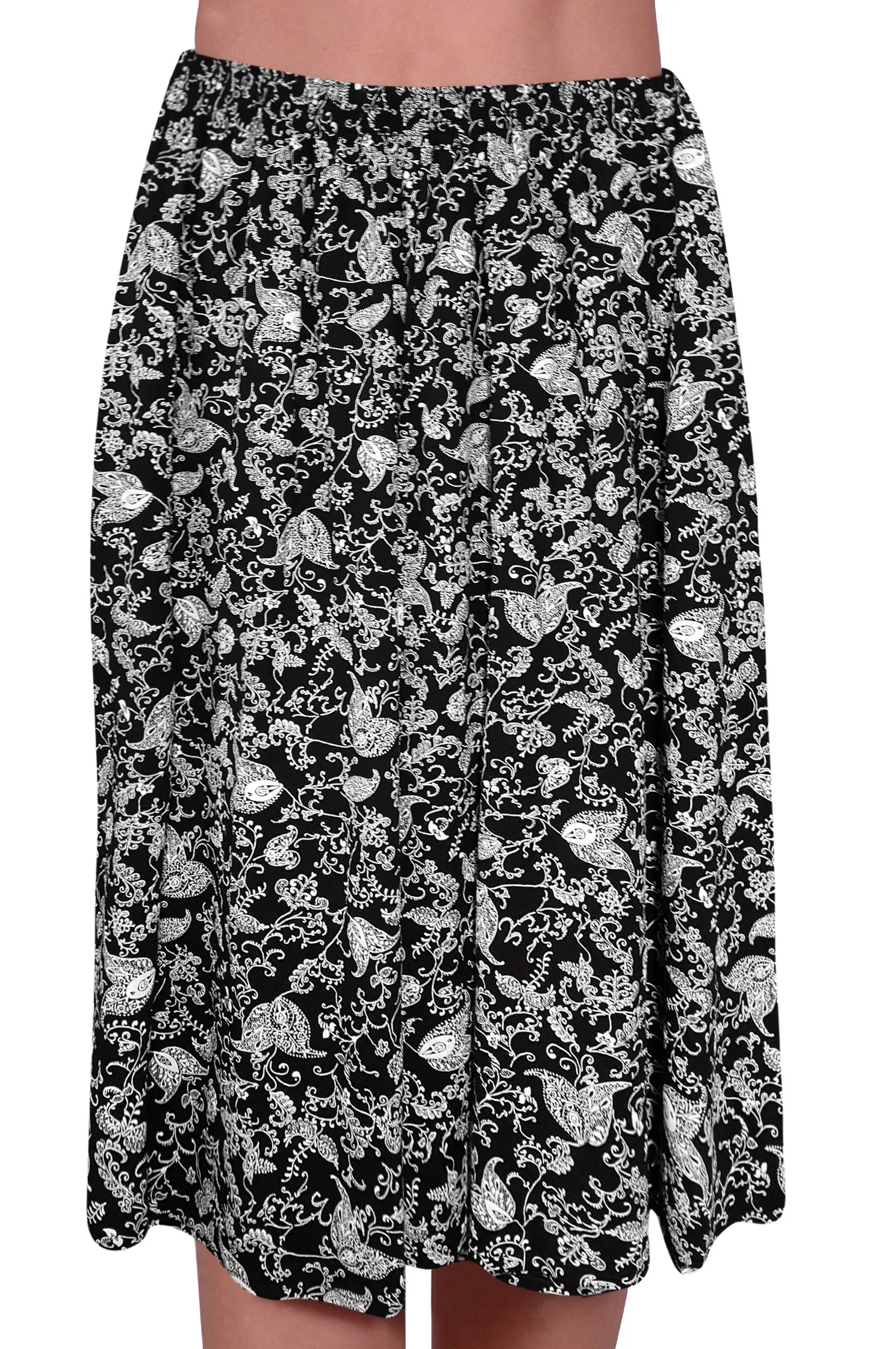 EyeCatch - Womens Knee Length Elasticated Designer Printed Ladies Skirts