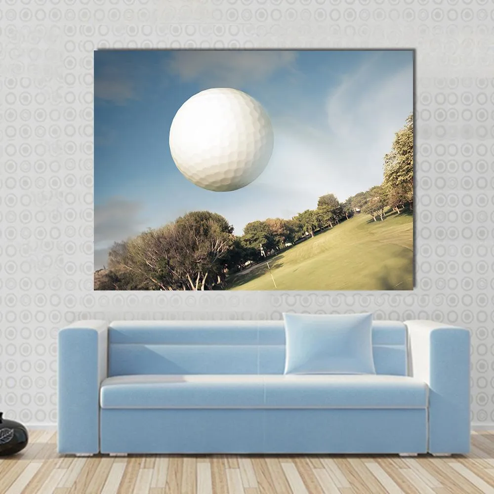 Flying Golf Ball Canvas Wall Art