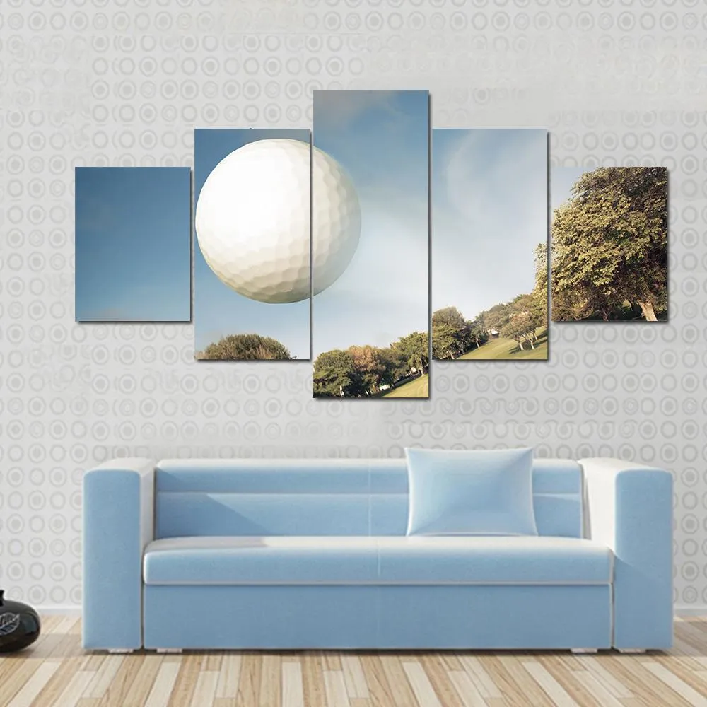 Flying Golf Ball Canvas Wall Art