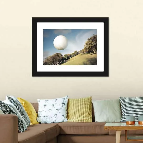 Flying Golf Ball Canvas Wall Art