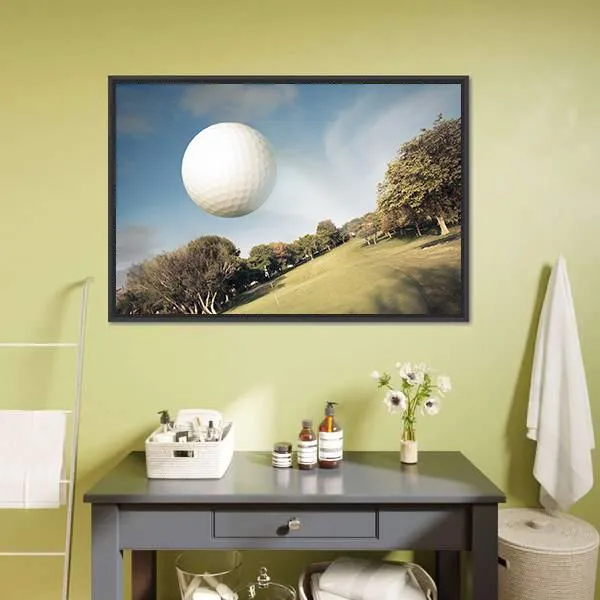 Flying Golf Ball Canvas Wall Art