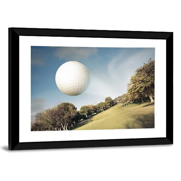 Flying Golf Ball Canvas Wall Art