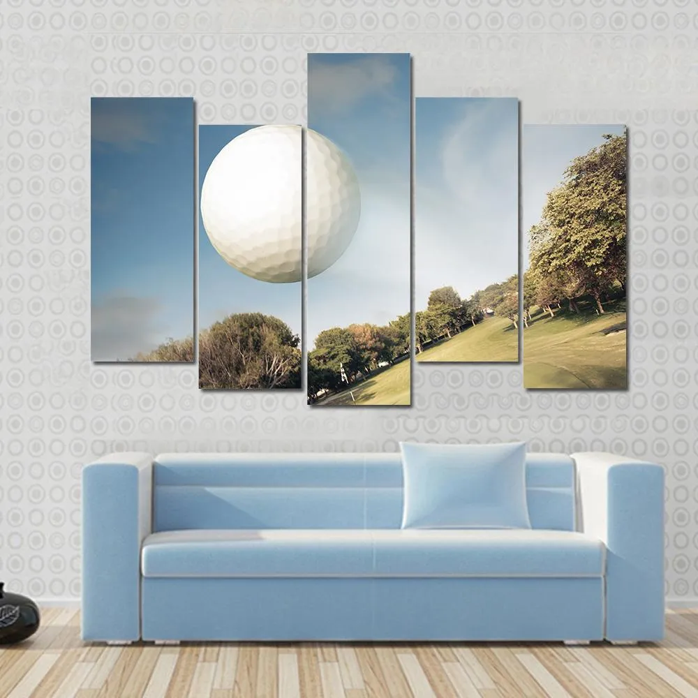 Flying Golf Ball Canvas Wall Art