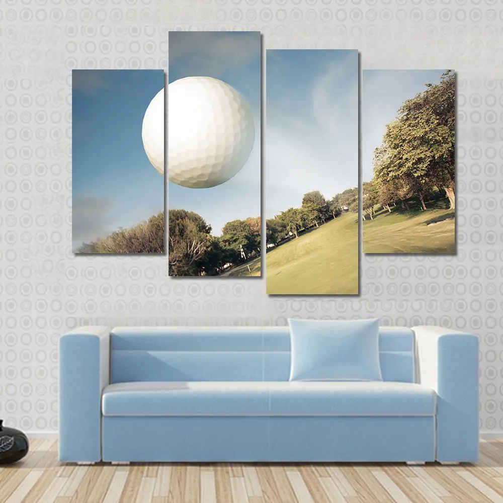 Flying Golf Ball Canvas Wall Art