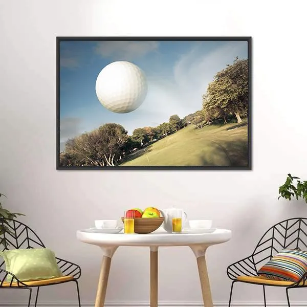 Flying Golf Ball Canvas Wall Art