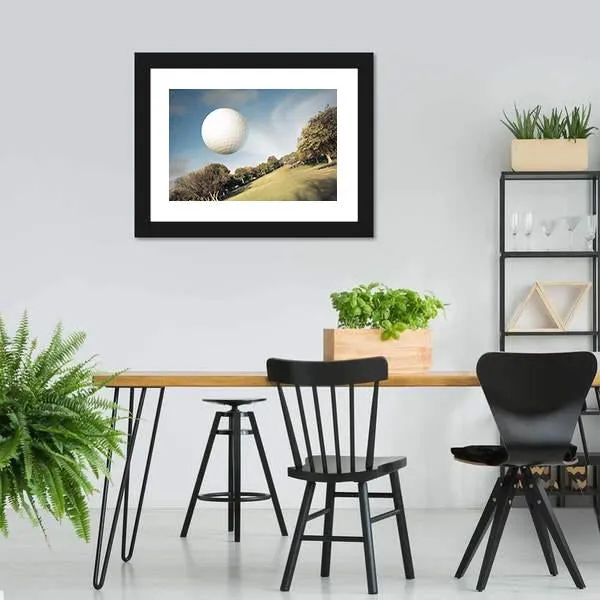 Flying Golf Ball Canvas Wall Art