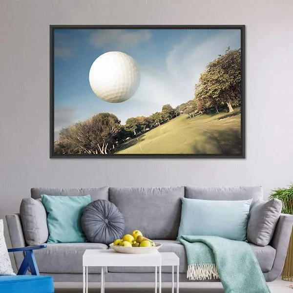 Flying Golf Ball Canvas Wall Art