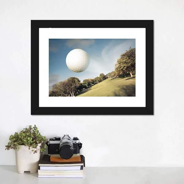 Flying Golf Ball Canvas Wall Art