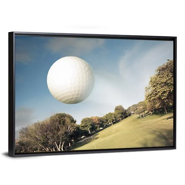 Flying Golf Ball Canvas Wall Art