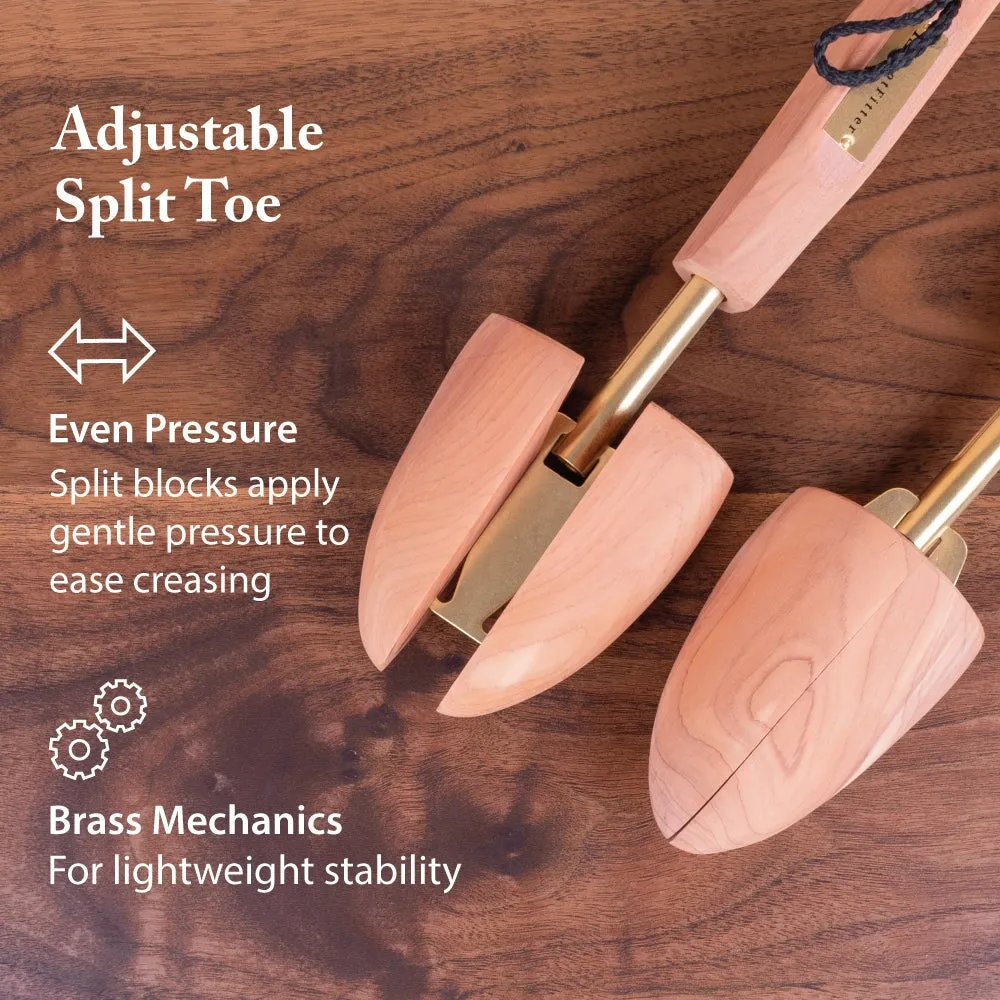 FootFitter Shoe Trees for Men, Adjustable Split Toe Aromatic Cedar Boot Tree- SJ32, 2 Pack