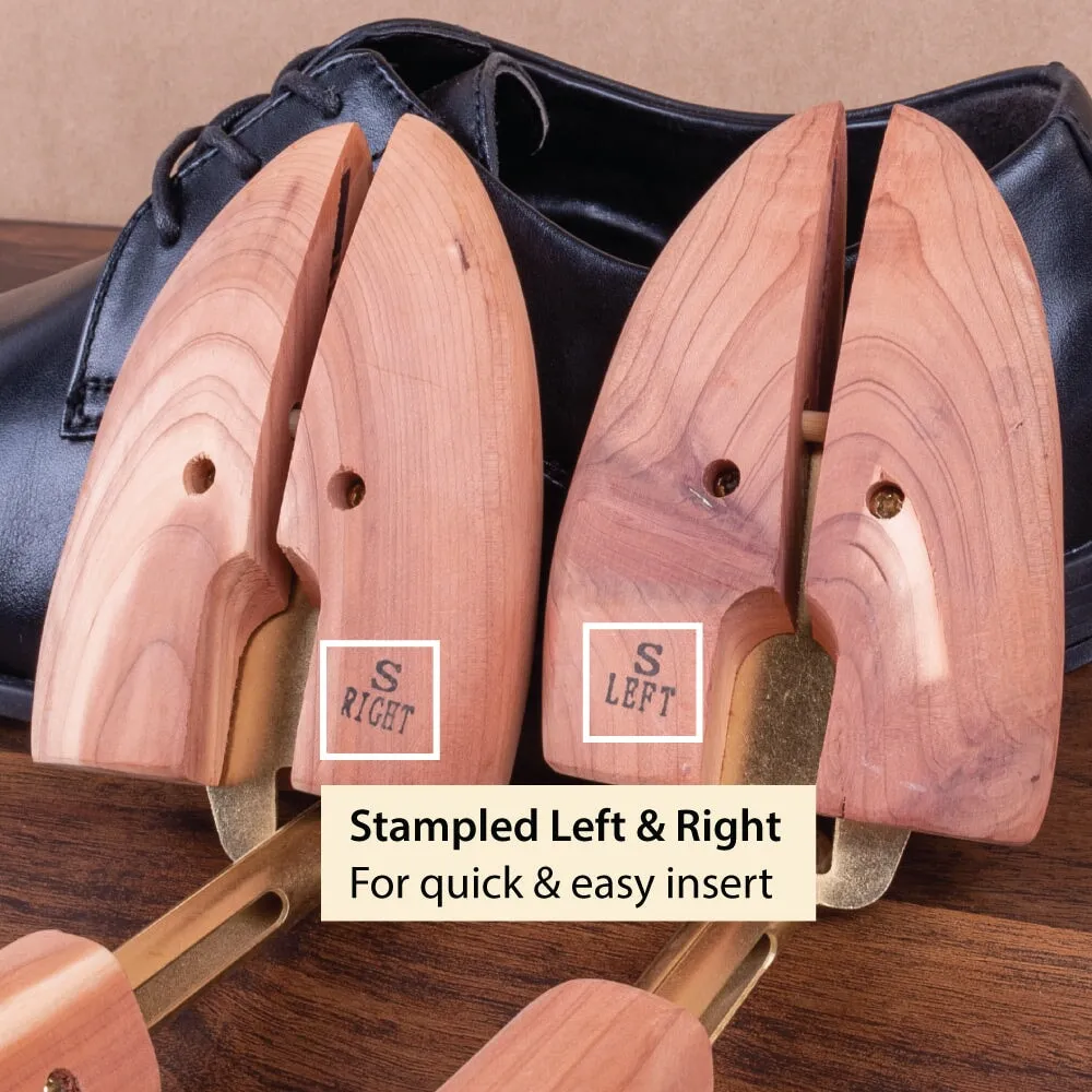 FootFitter Shoe Trees for Men, Adjustable Split Toe Aromatic Cedar Boot Tree- SJ32, 2 Pack