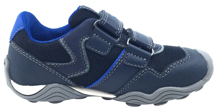 GEOX Boy's Arno Hook and Loop Sneaker (Navy/Royal Blue)