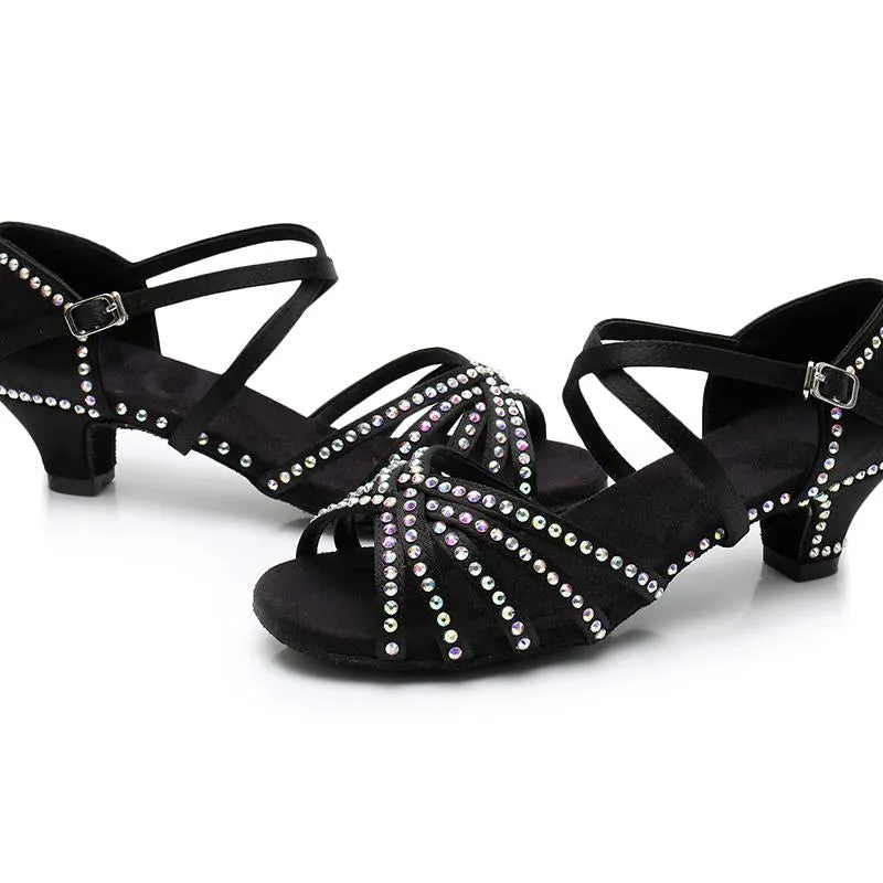 Girls  Satin  Heels Latin With Rhinestone Dance Shoes/Ballroom Shoes