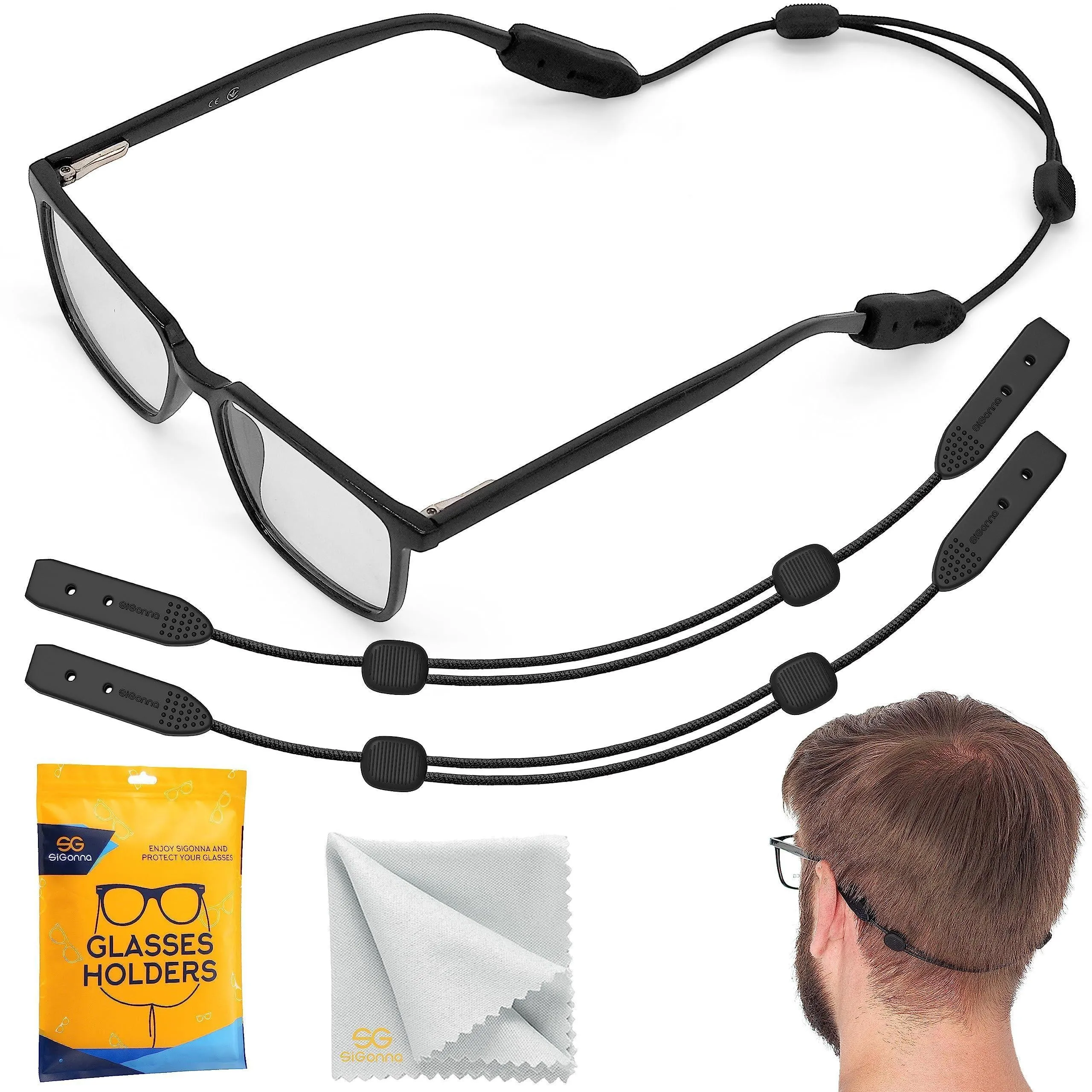 Glasses Strap Eyeglass Holder Band No Tail Strap for Sports M Size 13 inch 2 Pcs