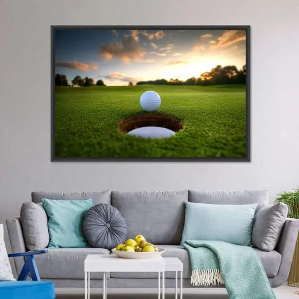 Golf Ball About To Fall Canvas Wall Art