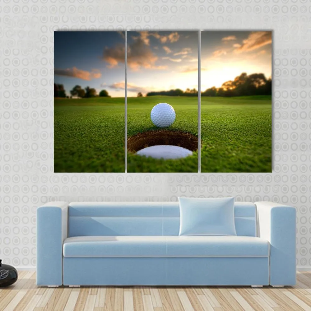 Golf Ball About To Fall Canvas Wall Art