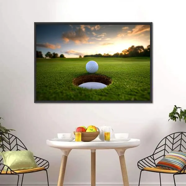 Golf Ball About To Fall Canvas Wall Art