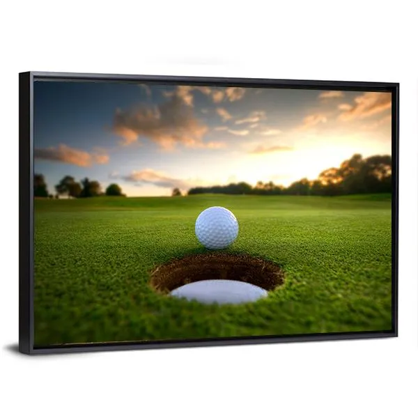 Golf Ball About To Fall Canvas Wall Art