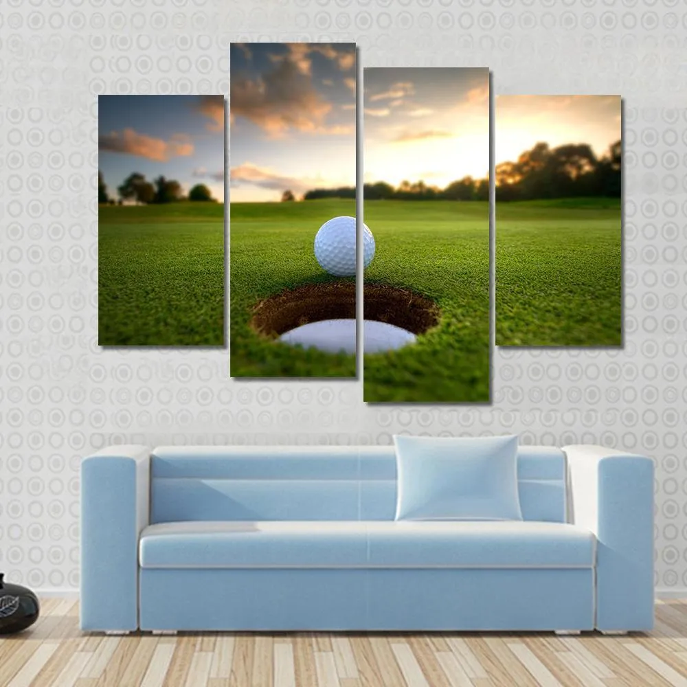 Golf Ball About To Fall Canvas Wall Art