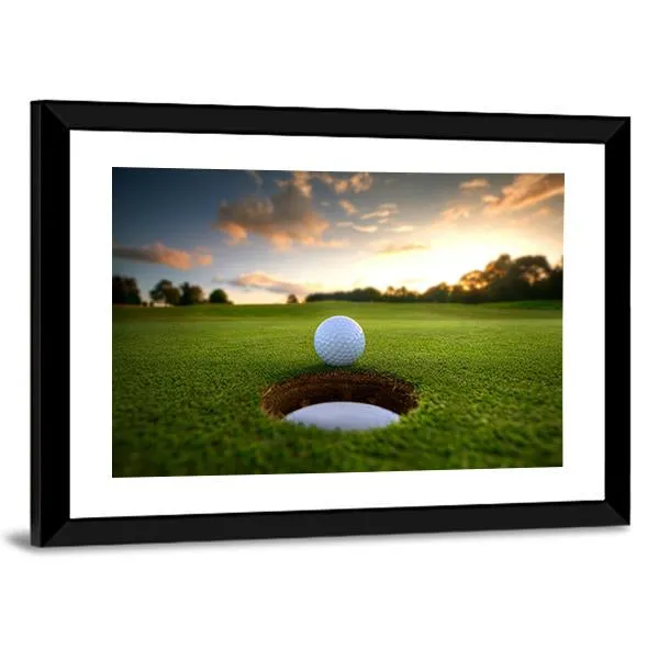 Golf Ball About To Fall Canvas Wall Art