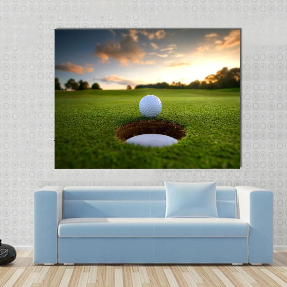 Golf Ball About To Fall Canvas Wall Art