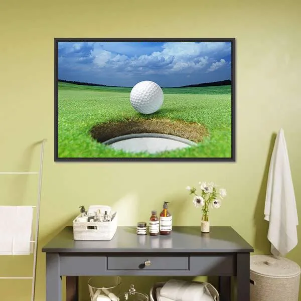 Golf Ball In Course Canvas Wall Art