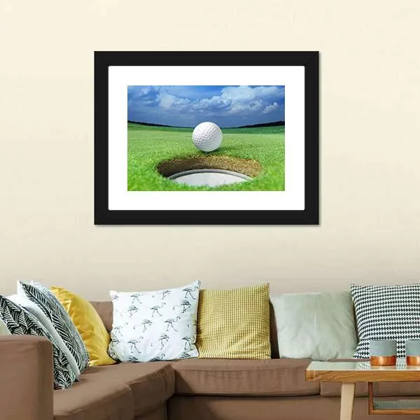 Golf Ball In Course Canvas Wall Art