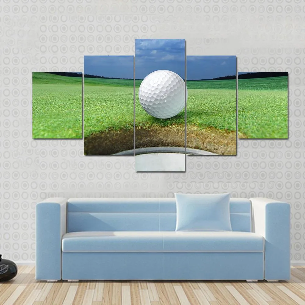 Golf Ball In Course Canvas Wall Art