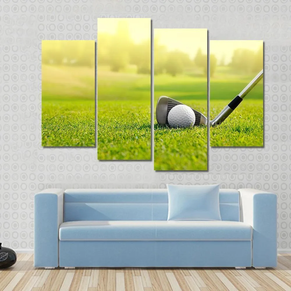 Golf Ball With Stick Canvas Wall Art