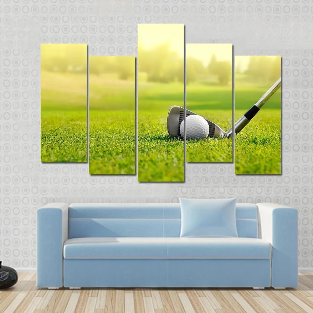 Golf Ball With Stick Canvas Wall Art