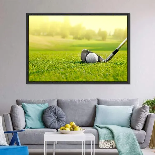 Golf Ball With Stick Canvas Wall Art