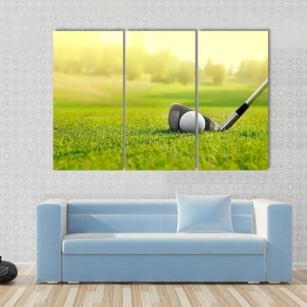 Golf Ball With Stick Canvas Wall Art