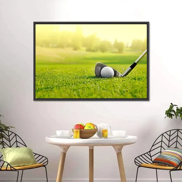 Golf Ball With Stick Canvas Wall Art