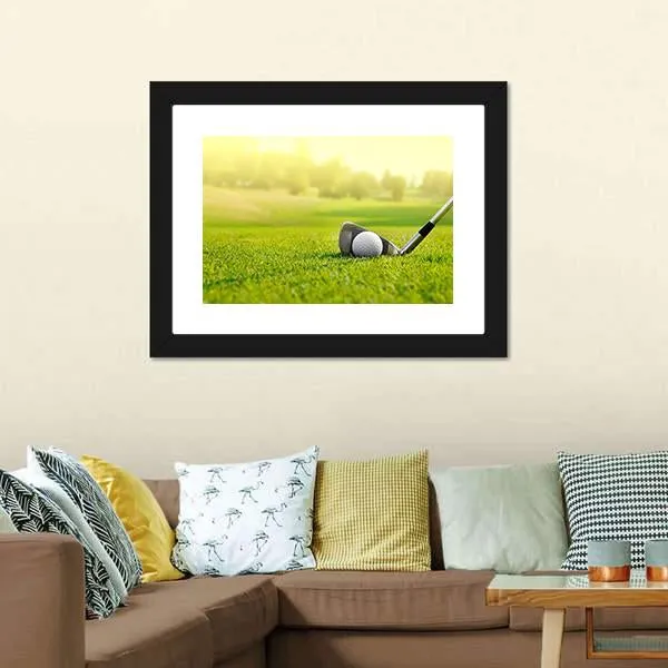 Golf Ball With Stick Canvas Wall Art