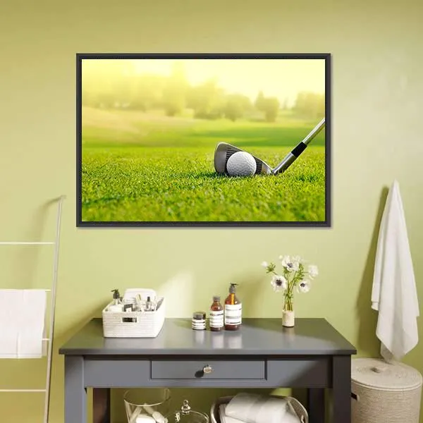 Golf Ball With Stick Canvas Wall Art